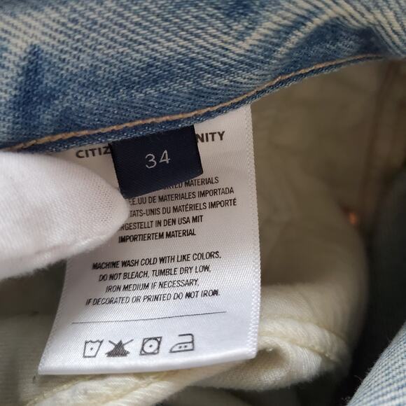 Citizens of Humanity Ayla Baggy Wide Leg Cuffed Crop Jeans Gemini Blue Size 34 - Picture 11 of 13